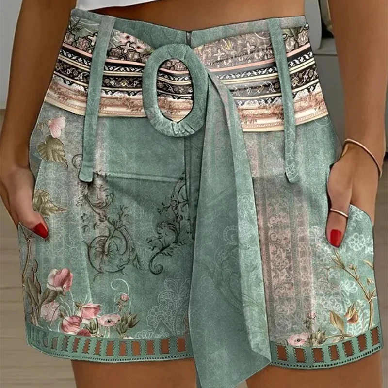 Summer Women Fashion Imitaion Cotton Linen Lace-up Shorts High Waist Zipper Shorts Skirts Streetwear Lady Mini Bottoms