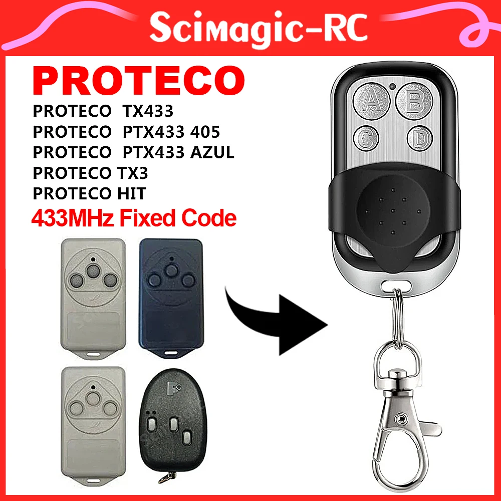 

PROTECO 433mhz Fixed Code Garage Door Remote Control PROTECO TX433 PTX433 405 AZUL HIT Wireless Transmitter Keychains