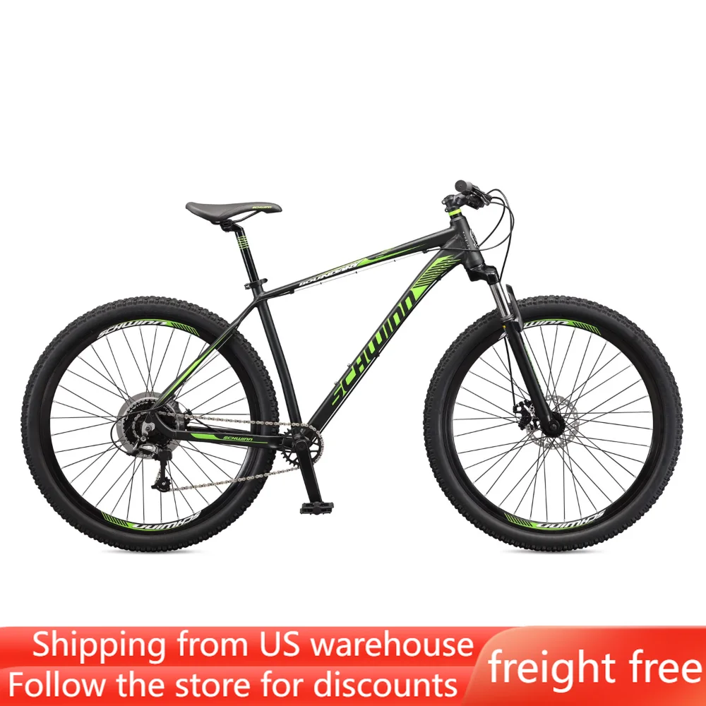 29-in.Mens Mountain Bike Bicycle Black and Green Freight Free Road Cycling Sports Entertainment