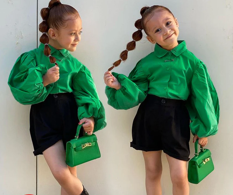

Girls Boutique Outfits Fashion Shirt Long Sleeve Bubble Sleeve Shorts Set Girl Clothes Outfits 4-6y