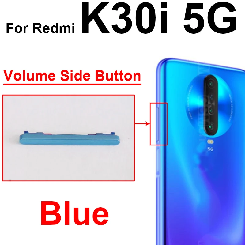 Кнопка включения / выключения силы громкости для Xiaomi Redmi K30 Pro K30i 4G 5G Up Down Ключевые детали управления.