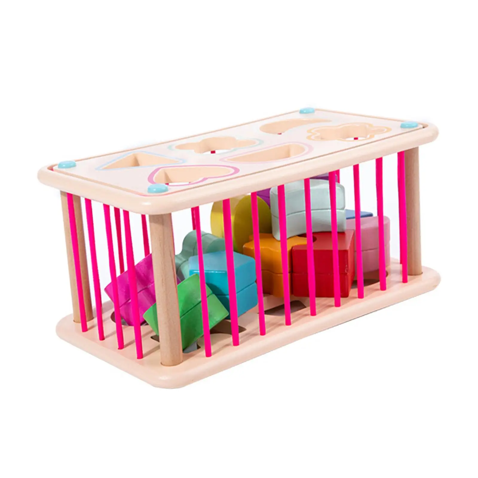 

Wooden Beads Toy Developmental Sorting Colorful Geometric Blocks Threading Educational Toy Puzzle Toy for Indoor Best Gifts Home