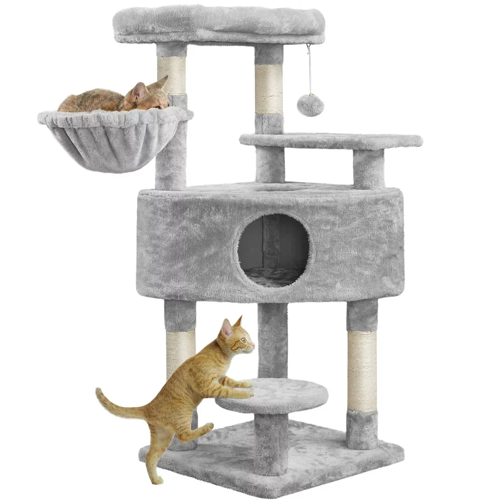 

Multilevel Cat Tree Basket Condo Scratching Posts, Light Gray, Cat Supplies,Cat Toys, So That Cats Can Play Happily At Home