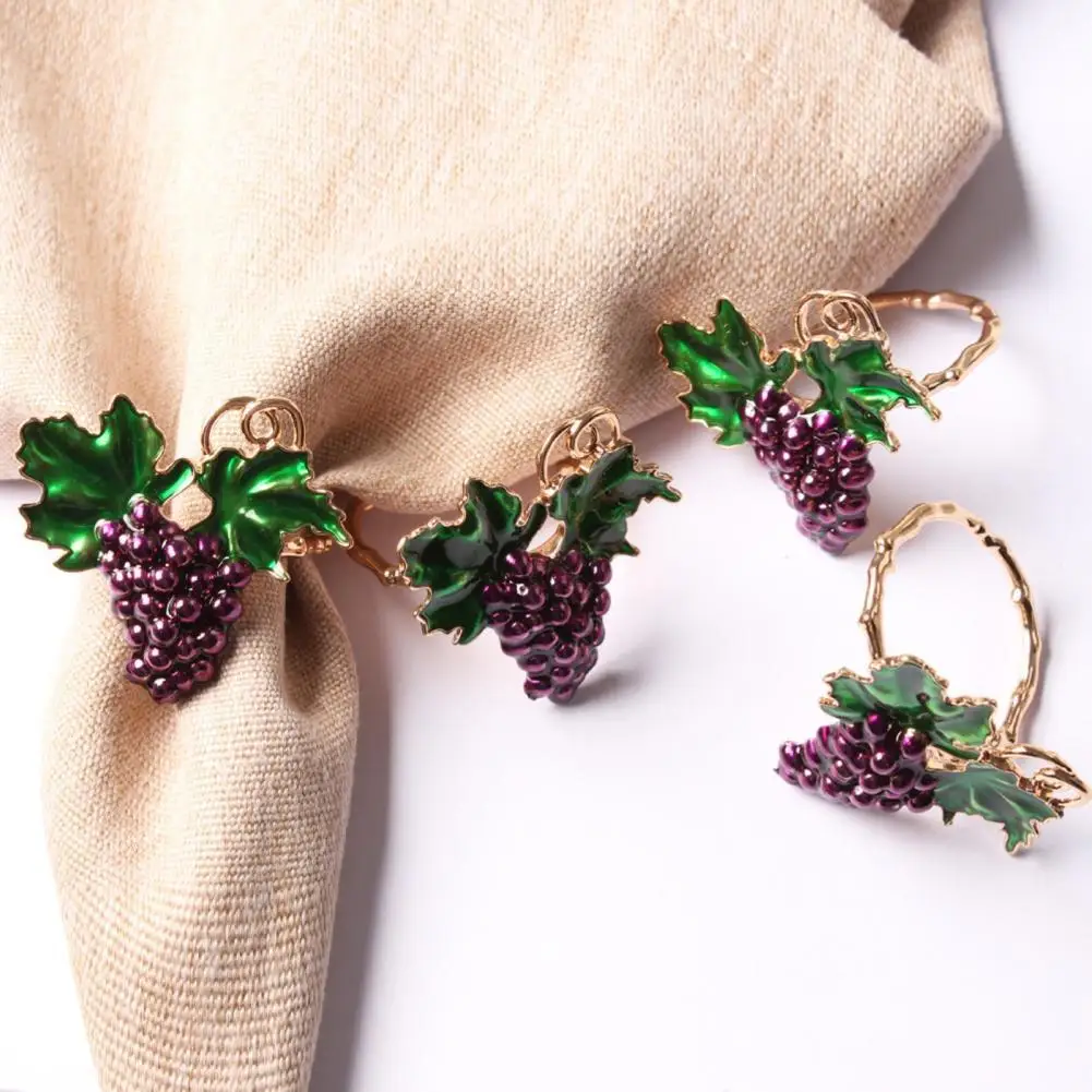 

2Pcs Grapes Fruit Napkin Ring Holders Napkin Buckle Decoration for Wedding Banquet Birthday Holiday Dinner Party Decor