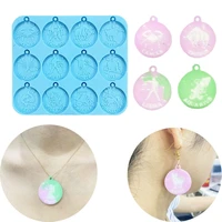 diy crystal epoxy twelve constellations mold earrings tag mold hanging pendant decoration round mirror silicone mold