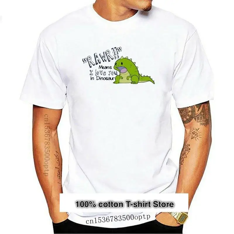 

Camiseta de S-2XL-4XL-5XL de algodón con estampado de dinosaurio, camiseta con frase "I Love You In Dinosaur", 2021 divertida