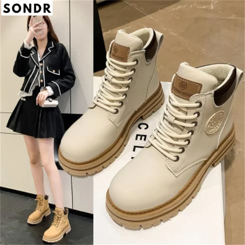 

Большие желтые ботинки, ботинки мартинсы, женские ботильоны на толстой подошве, небольшие ботинки в британском стиле, новая коллекция Лето ...