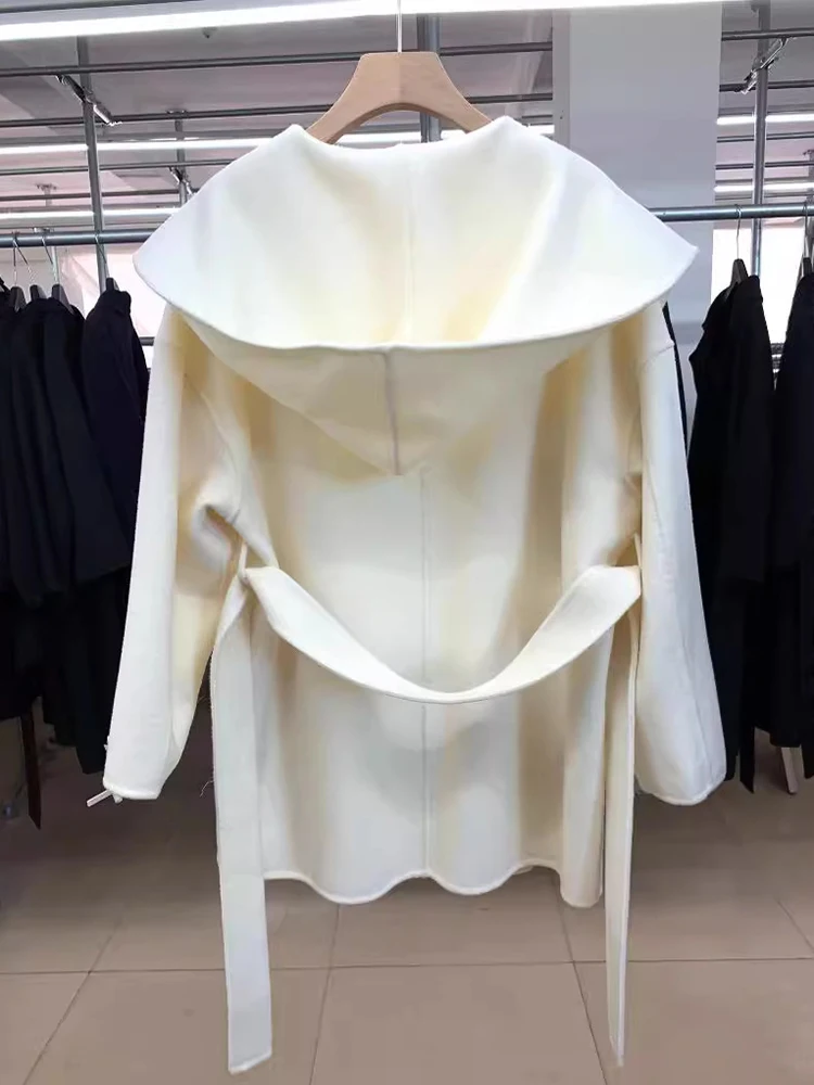 LANMREM шерстяное пальто средней длины женское двустороннее кашемировое с