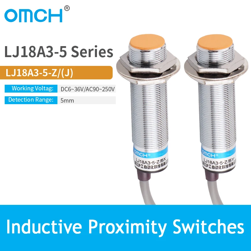 

OMCH M18 5mm DC6~36V Cylinder Inductive Proximity Sensor Switch LJ18A3-5-Z Serise 2/3/4-wire PNP/NPN NO NC