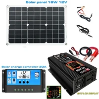 18w solar panel 220v power generation system set battery charge usb 1000w inverter dc 12v ac 30a controller home kit complete