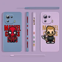 hero deadpool avengers for xiaomi mi 12 11 11i 10 10s 9 6 ultra lite pro se 4g 5g silicone liquid left rope phone case cover