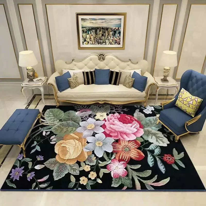 

2022 Flower Carpets For Living Room Bedroom Rugs Home Decor Soft Floor Mat Polyester Easy Clean Salon Decoration Carpets