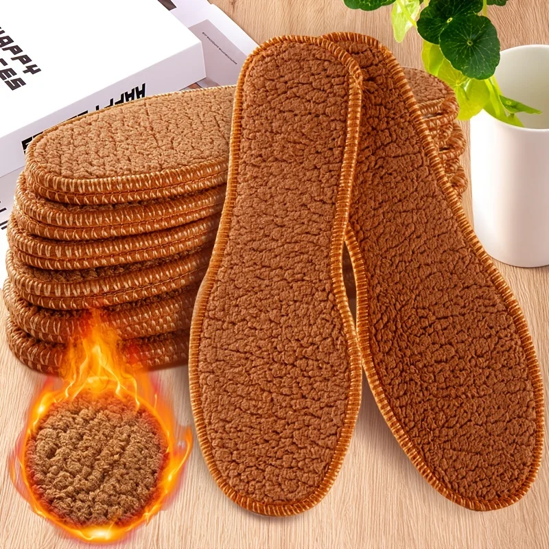 Warm Liners Thick Fluffy Lamb Wool Insoles Snow Boots, Slippers Suitable for Winter