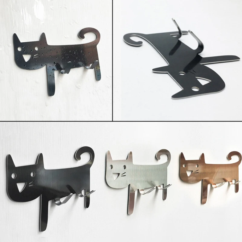 

Stainless Steel Strong Hook Creative Cat Wall Hook Decorative Hook Key Bag Holder Bedroom Door Hangers Hook Home Wall Decoration