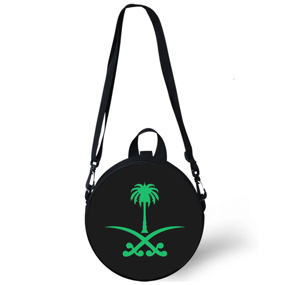 Kingdom Of Saudi Arabia Flag Child kindergarten Bag 3D Print Crossbody Shoulder Bags School Women Mini Round Bagpacks Rugtas Bag