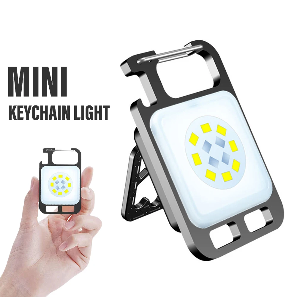 

MINI COB Keychain Multifunctional Flashlight Portable Charging Lights with Magnet 4 Modes Emergency Corkscrew for Camping Home