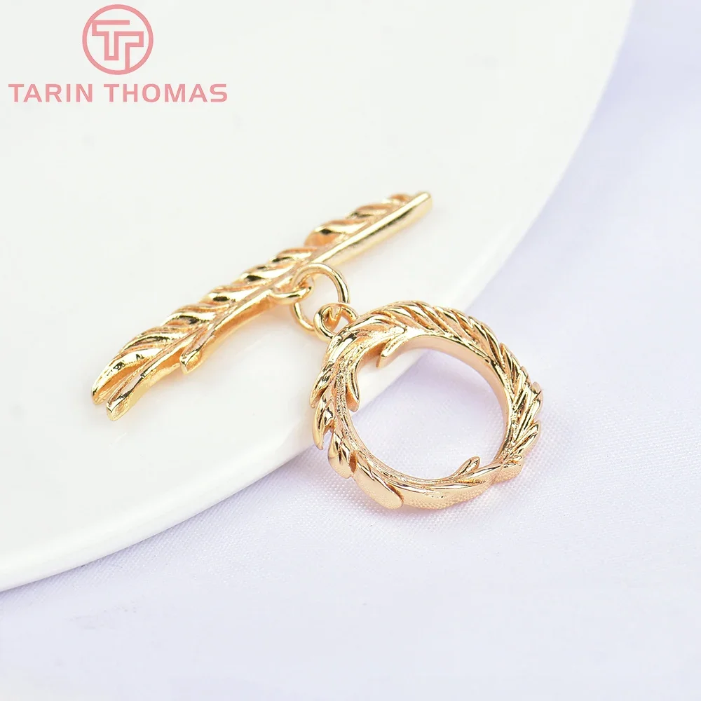 (5686) 6 компл. 16 мм 24-каратное золото латунный браслет с застежками-переключателями