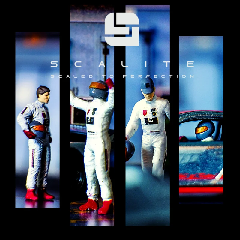 

** Предзаказ ** Scalite 1:64 Apex 4 в 1, Набор фигурок гоночных автомобилей, водителей для модели автомобиля, дисплей