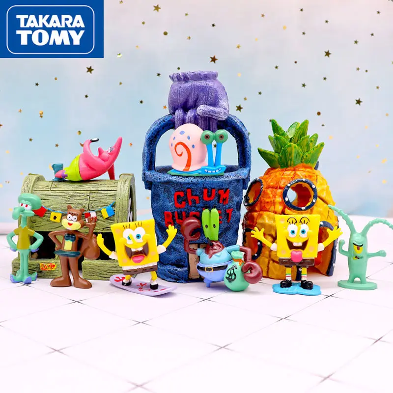 

TAKARA TOMY аксессуары для интерьера автомобиля Губка Боб Квадратные брюки мультяшная Милая модель куклы Украшение интерьера автомобиля аксесс...