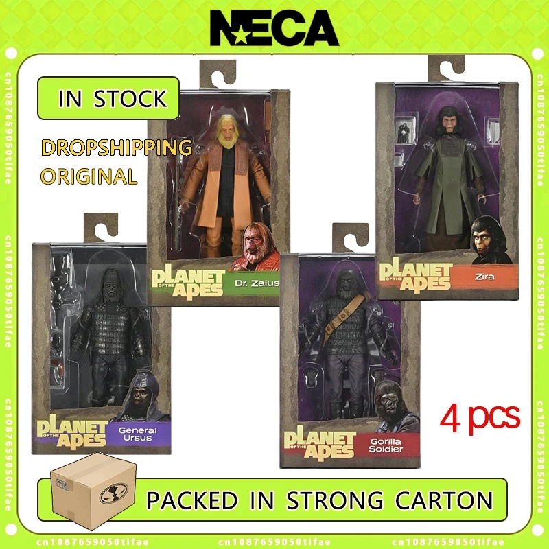 NECA Toys Planet Of The Apes Dr. Zaius Zira Gorilla Soldier General Ursus 4 шт. оригинальная аниме-кукла модель