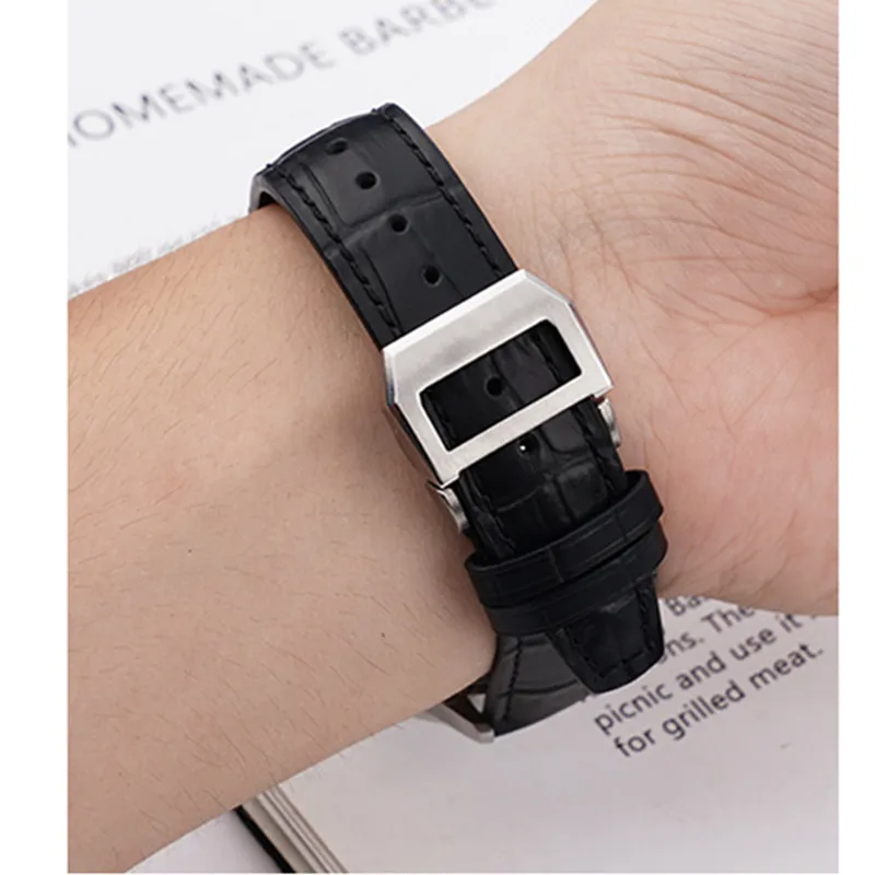 Leather Strap 22mm Men's Waterproof Suitable for IWC Watch Strap Portuguese 7 Leather Strap Portuguese Pilot Belt Bracelet Brown