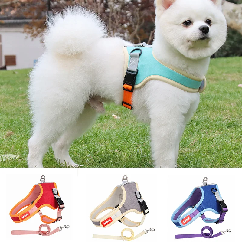 

Pet Reflective Dog Harness No Pull Breathable Adjustable Harness Vest Outdoor Walking Lead Leash for Small Medium Dog Puppy