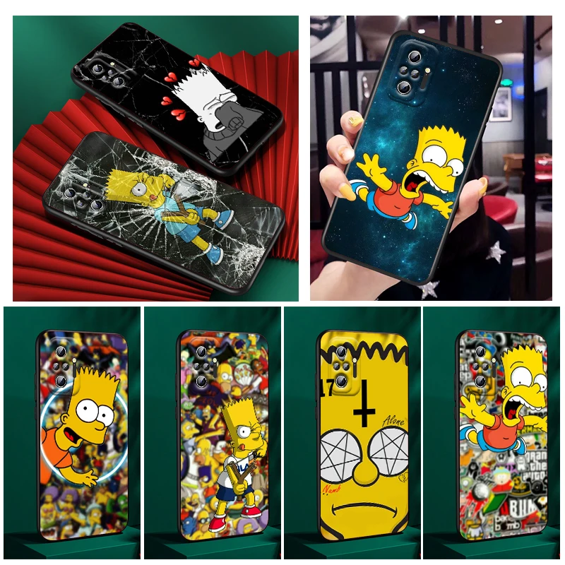 

Phone Case For Xiaomi Redmi Note 11E 11S 11 11T 10 10S 9 9T 9S 8 8T Pro Plus 5G Shell Disney Bart Simpson Black Cover