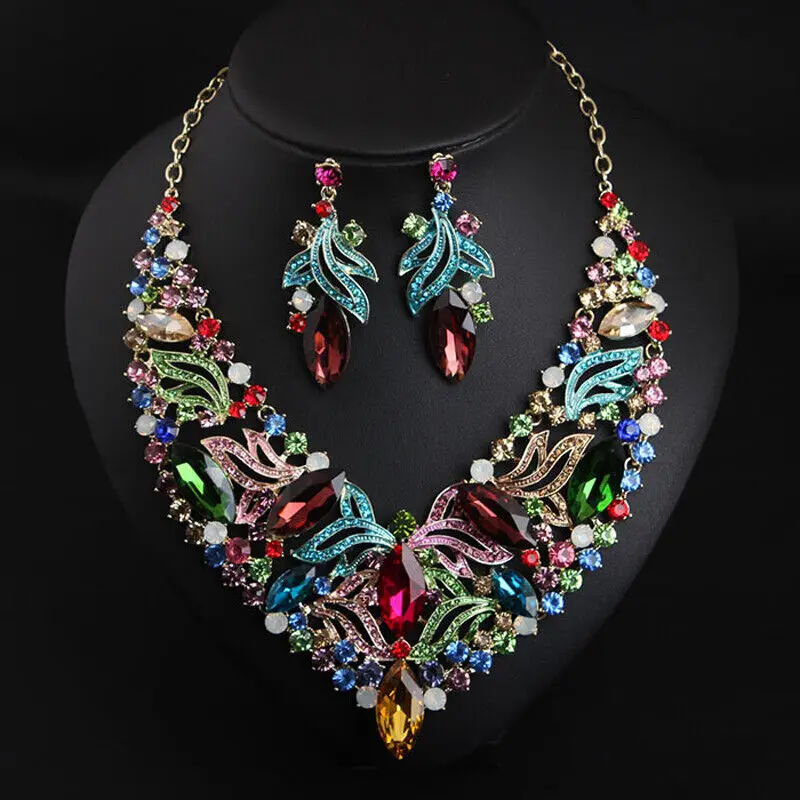Нигерийское ожерелье с кристаллами, яркий цвет, чокер, ошейник в африканском стиле Duabi, нагрудники, свадебные украшения, набор аксессуаров Нигерийское ожерелье с кристаллами, яркий цвет, чокер, ошейник в африканском стиле Duabi, нагрудники, свадебные украшения, набор аксессуаров