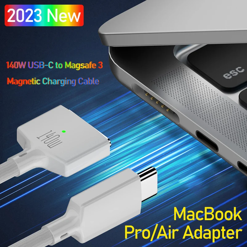 

Магнитный кабель адаптер magsafe inhale type c 140 Вт магнит к magsafe3 для зарядного устройства macbook pro быстрая зарядка воздуха аксессуары для mac