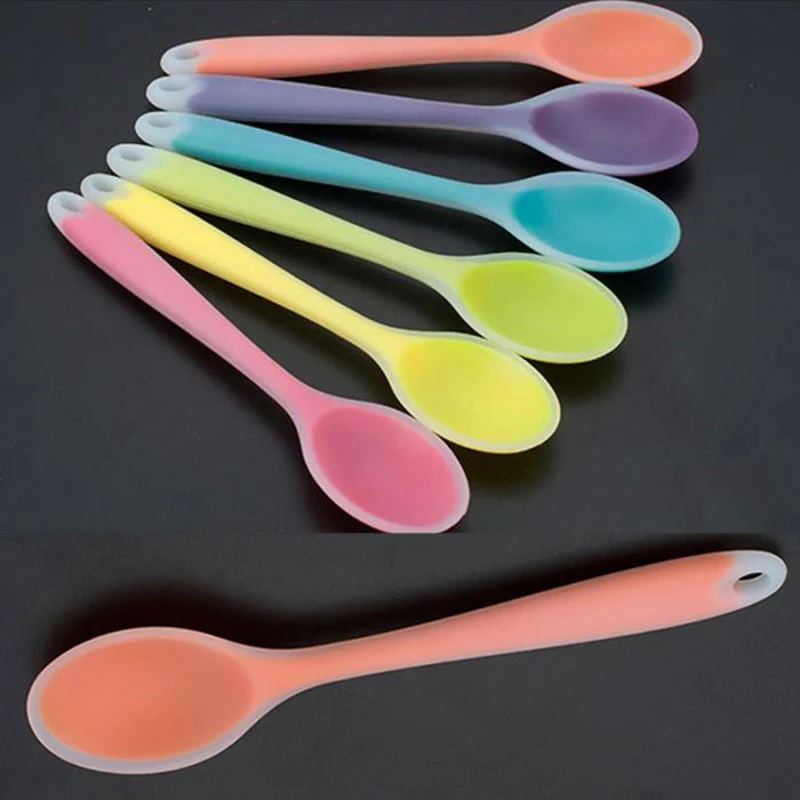

2023 Colorful Silicone Spoon Heat Resistant Easy To Clean Non-stick Spoons Kitchenware Utensil Tableware Cooking Kitchen Tool