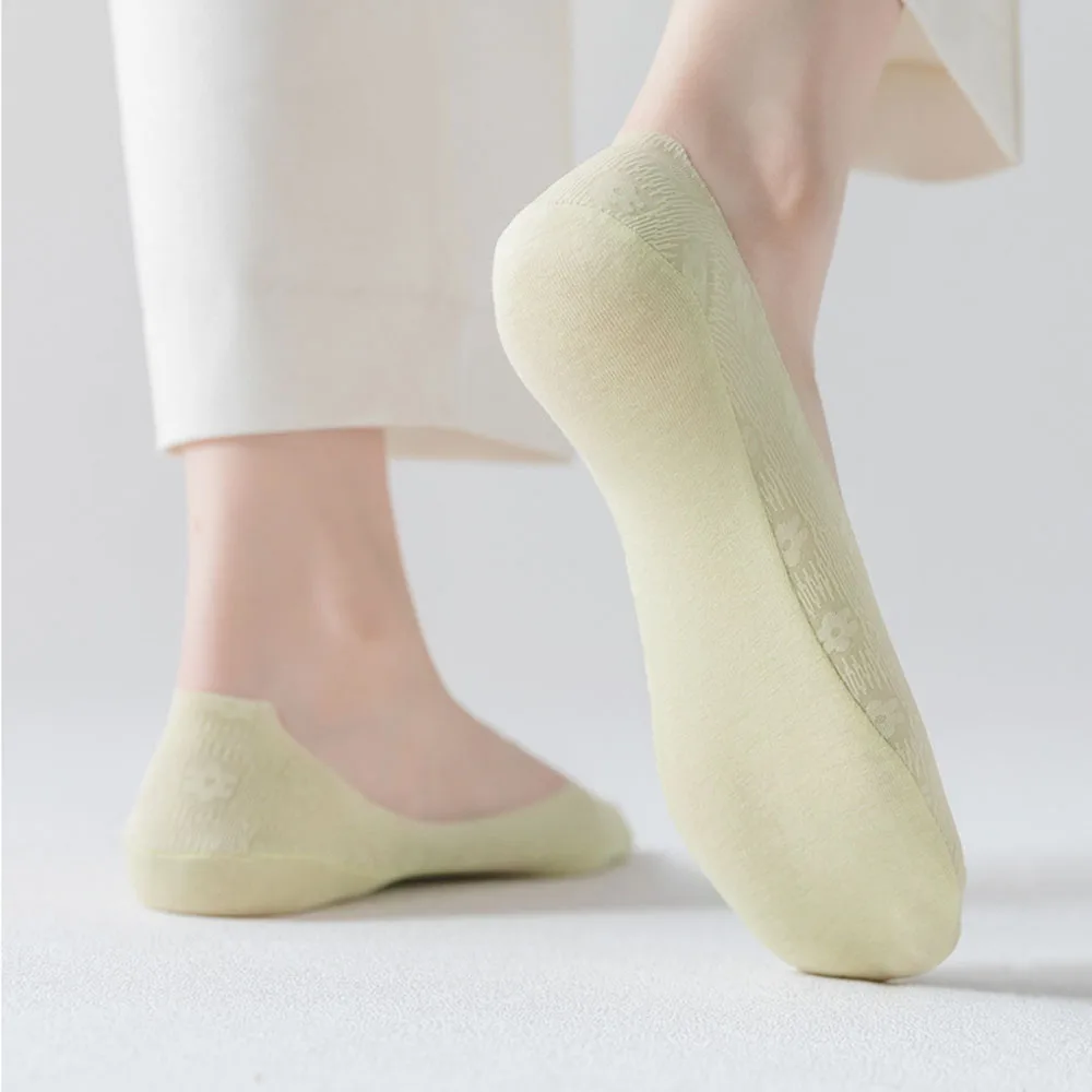 

Женские хлопковые носки-тапочки, тонкие черные бесшовные силиконовые Нескользящие невидимые носки, 1 пара, на весну и лето