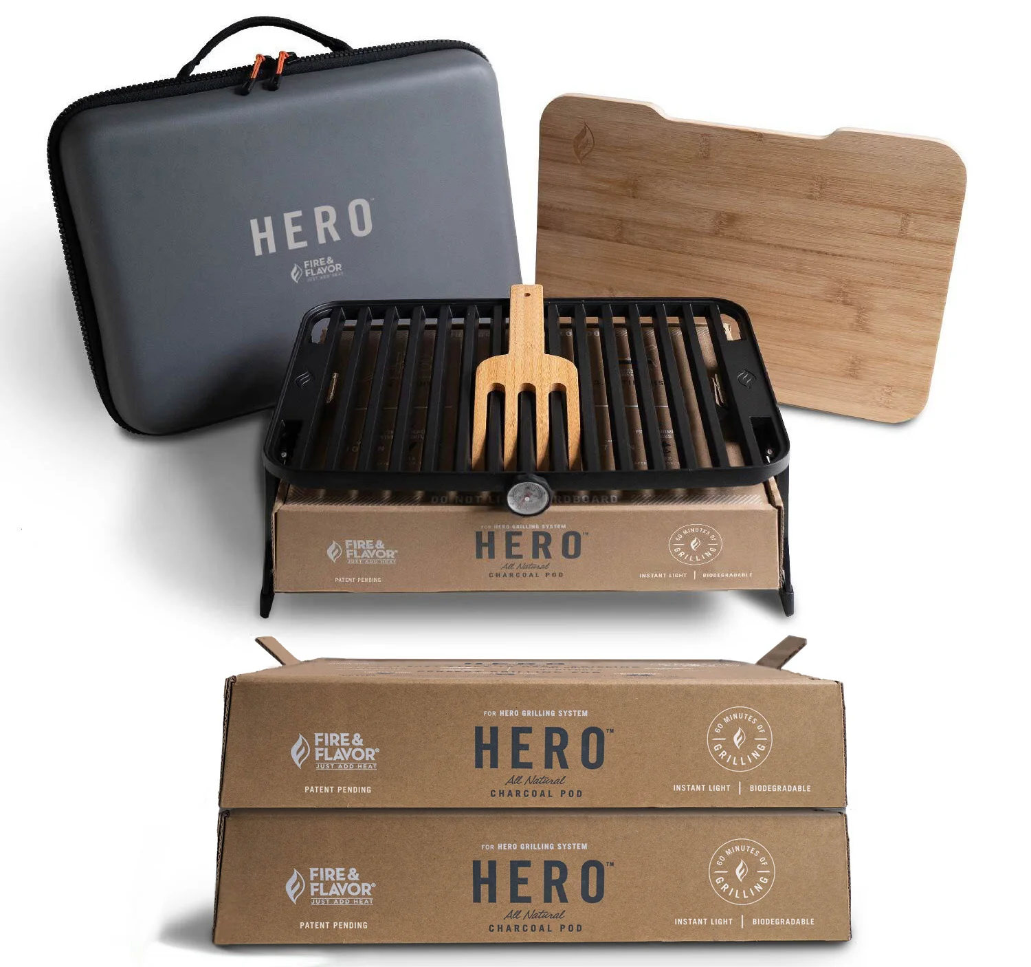 

Hero System Ultra-Portable Easy Instant Light Charcoal Grill With Bonus Pack