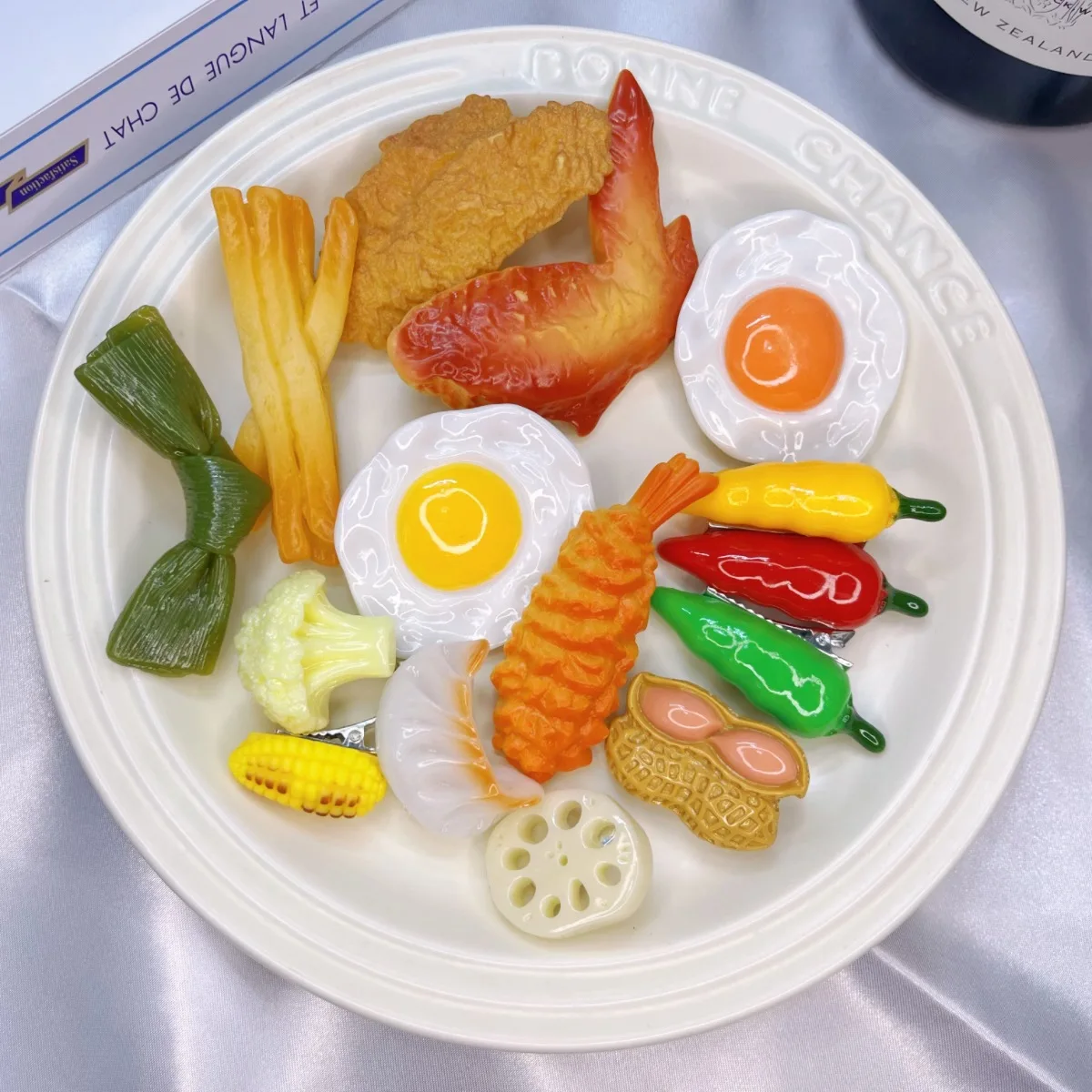 

Fun and Creative Korean Version Simulated Food Hairpin Funny Barbecue Personalized Side Girl Bang Hairpin Headwear Hairpin