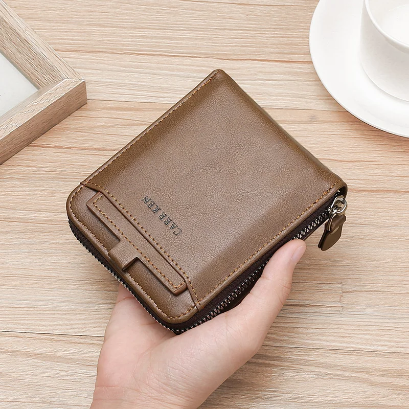 

Men s Zipper Short Pu Leather Card Holder Porte Monnaie Femme Male Purse Coin Holder Men Carteria Portfel Damski