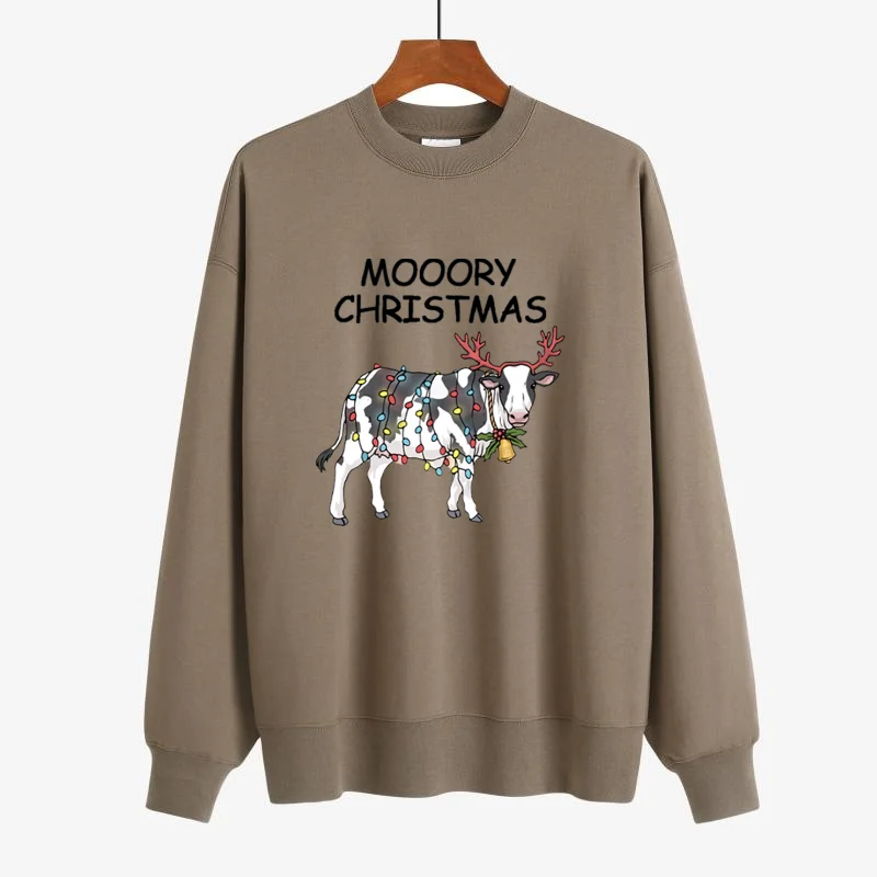 

Black MOOEY Christmas Custom Round Neck Long-sleeve Sweatshirt Personalized Can Customize The Pattern You Want