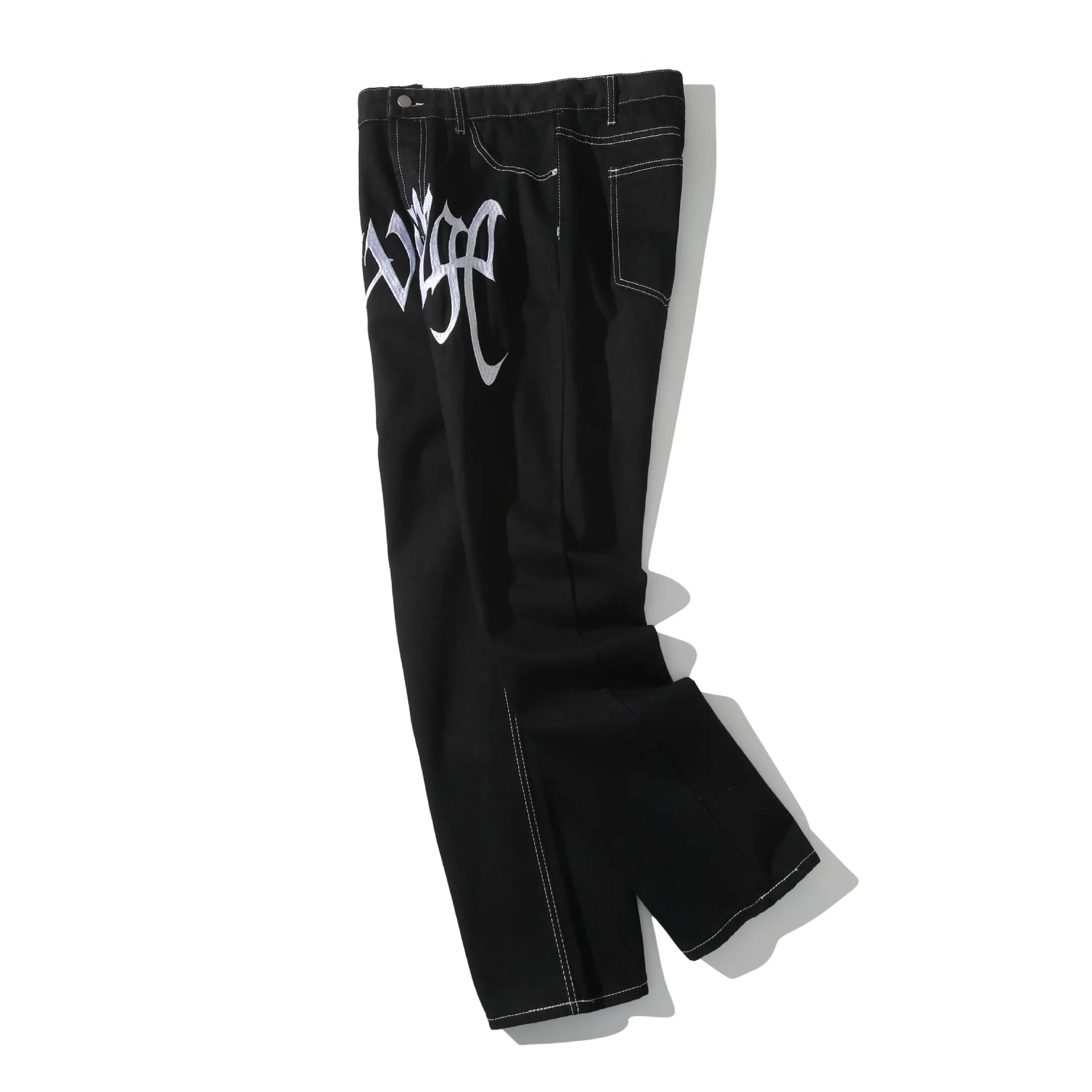 2023 Men Hip Hop Denim Pants Streetwear Letter Embroidery Denim Pants Harajuku Joggers Jeans Trousers Baggy Pants
