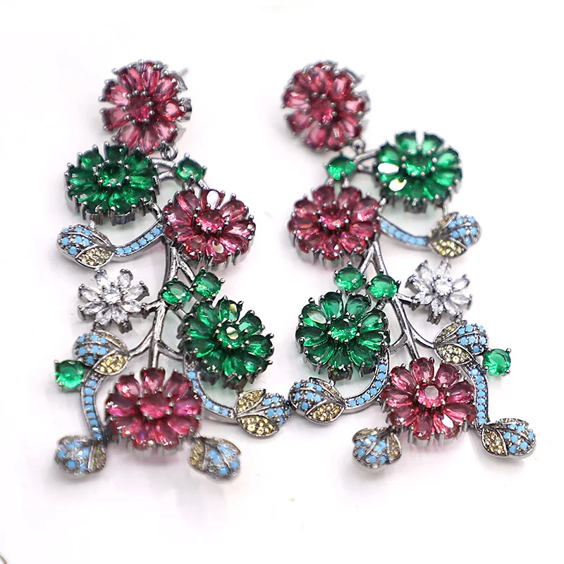 

Bilincolor Fashion Red and Green Flower Earring for Women Wedding