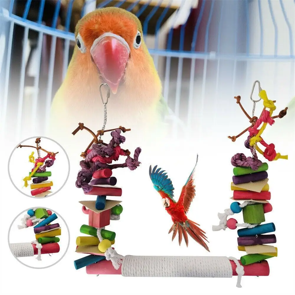 

Wood Bite Cockatiel Beaks Parrots Bird Toys Swing Parrot Chew Toys Pet Climbing Ladder