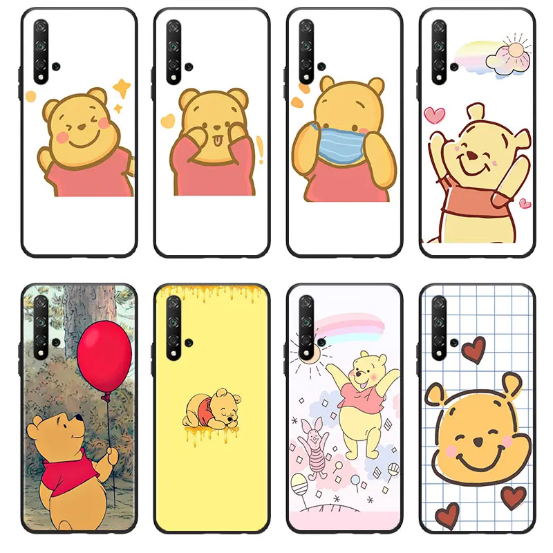 Beautiful winnie the pooh Phone Case For Huawei Honor 60 50 X30 30i 20 10 10i 10X 9X 9S 9C 9 8X 8A lite Pro SE Black Silicone