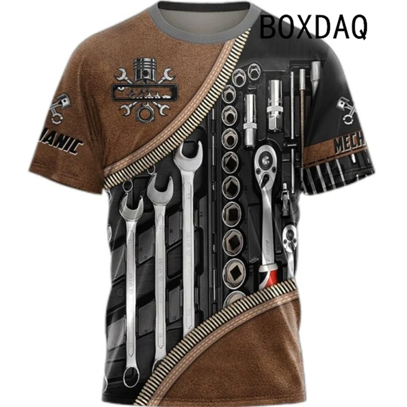 

Personalized Mechanic Working Clothes 3D Print Tops Men Big Size Casual Tops 5XL 6XL Men Summer Short Sleeve O-Neck Tee 2023 New