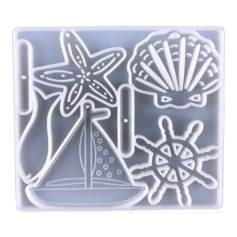 

Sailboat Wall Hanging Glue Mold DIY Starfish Keychain Pendant Marine Series Wall Hanging Decoration Silicone Mold