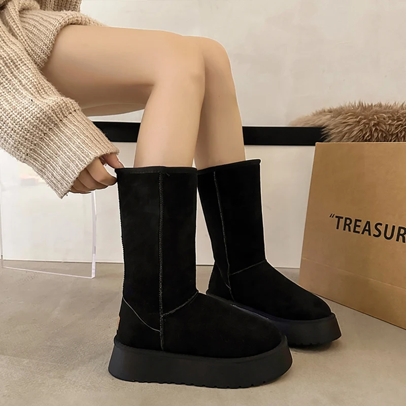Сапоги на толстой подошве. Женские зимние ботинки флисовой подкладке Jiadongbei Universi.