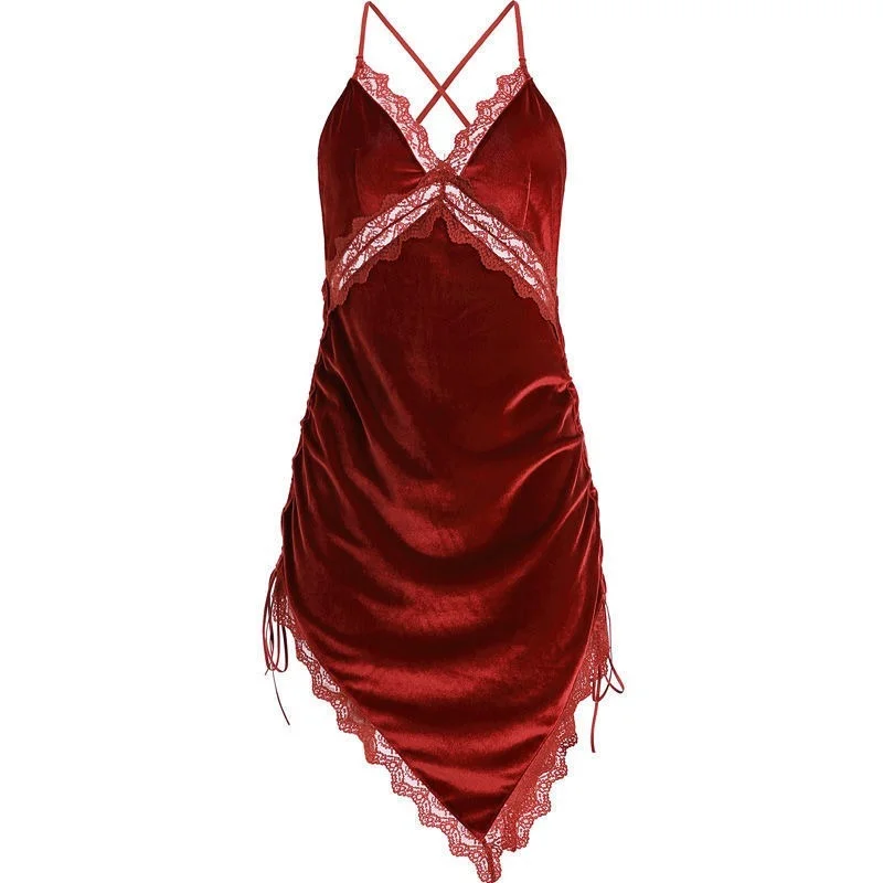 Vintage Nightgowns Night Dress Women Sexy Sleepwear Velvet Nighty for Ladies Sleeping Dress Night Clothes Lingerie Slipdress New