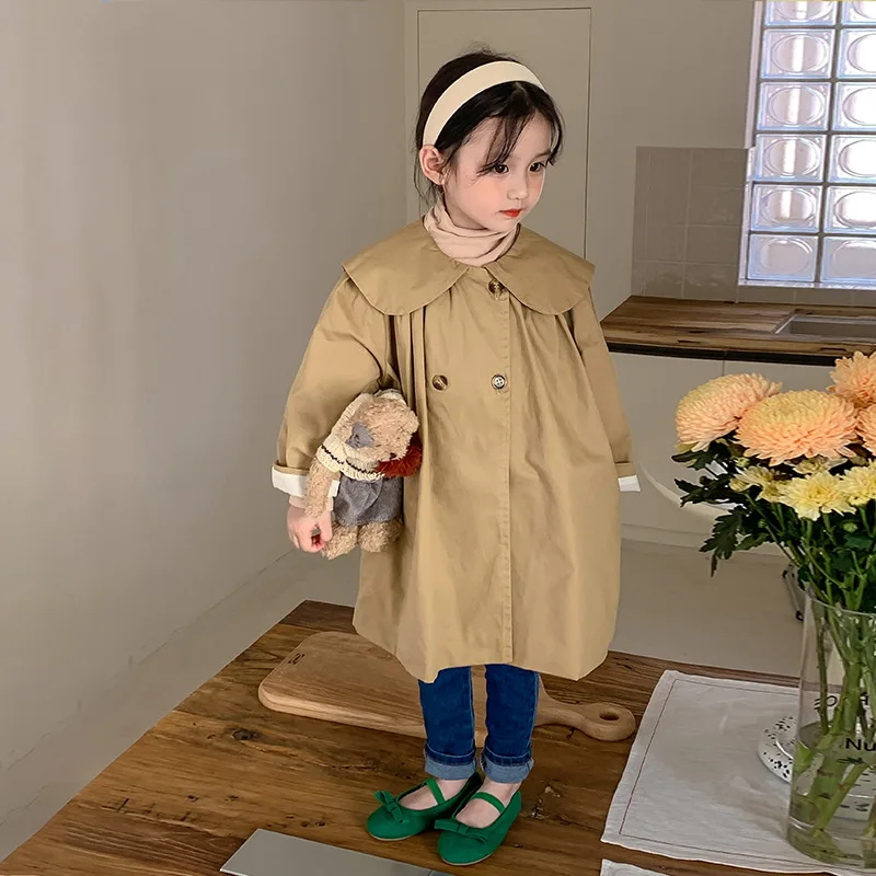 

Windbreaker Children Collar And Doll Coat 2022 Autumn Coat New Outfits Girl's Korean Windbreaker Children's Jacket Winter