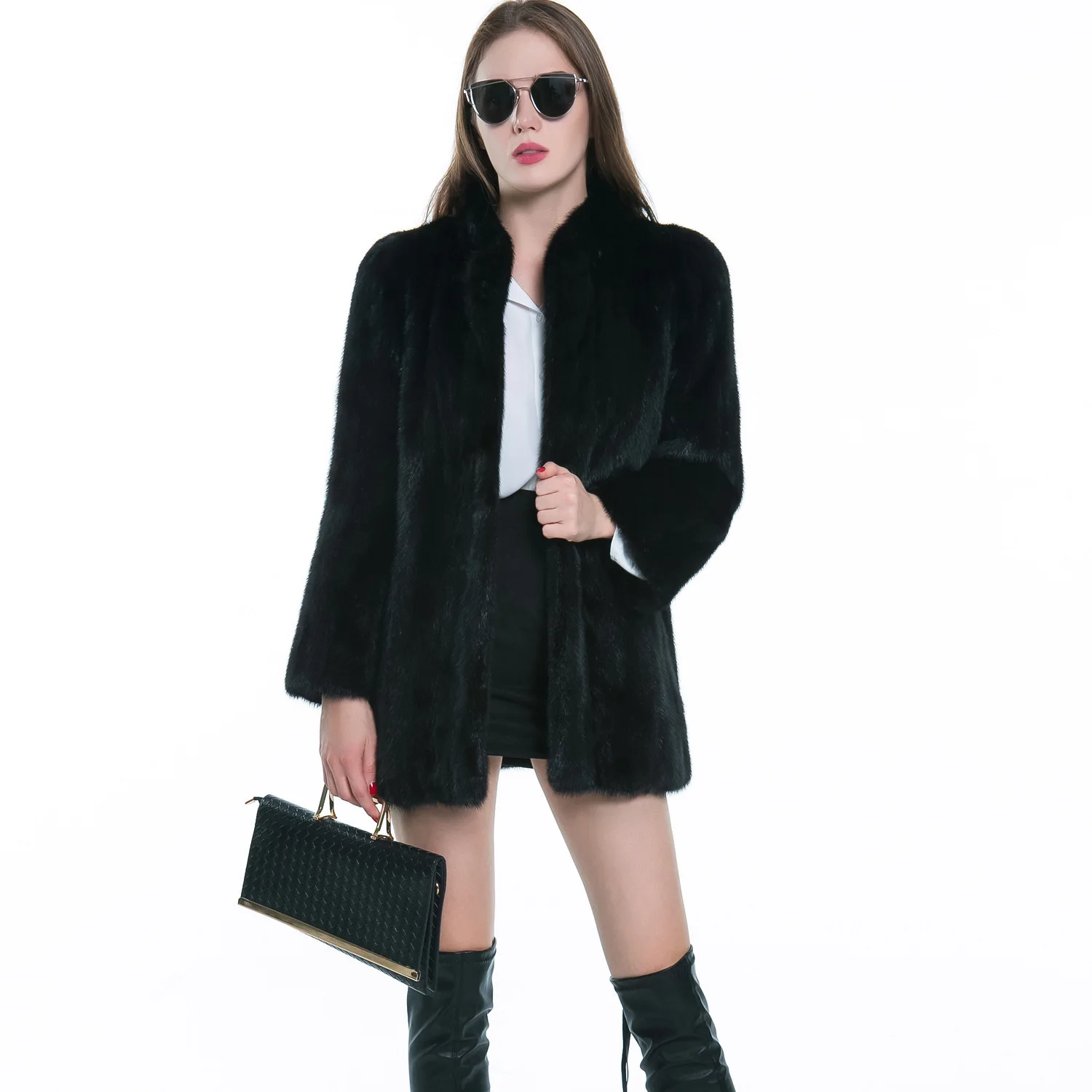 Women's Leather Fur Coat Autumn and Winter Imitation Fur Women's Coat Faux Fur Coat