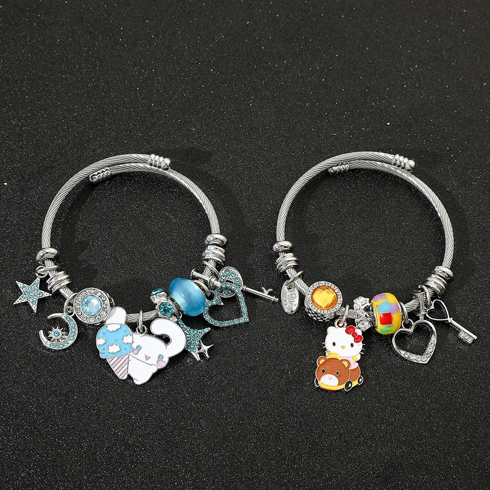 Милые женские браслеты Sanrio Cinnamoroll Hello Kitty роскошные модные украшения подарок на