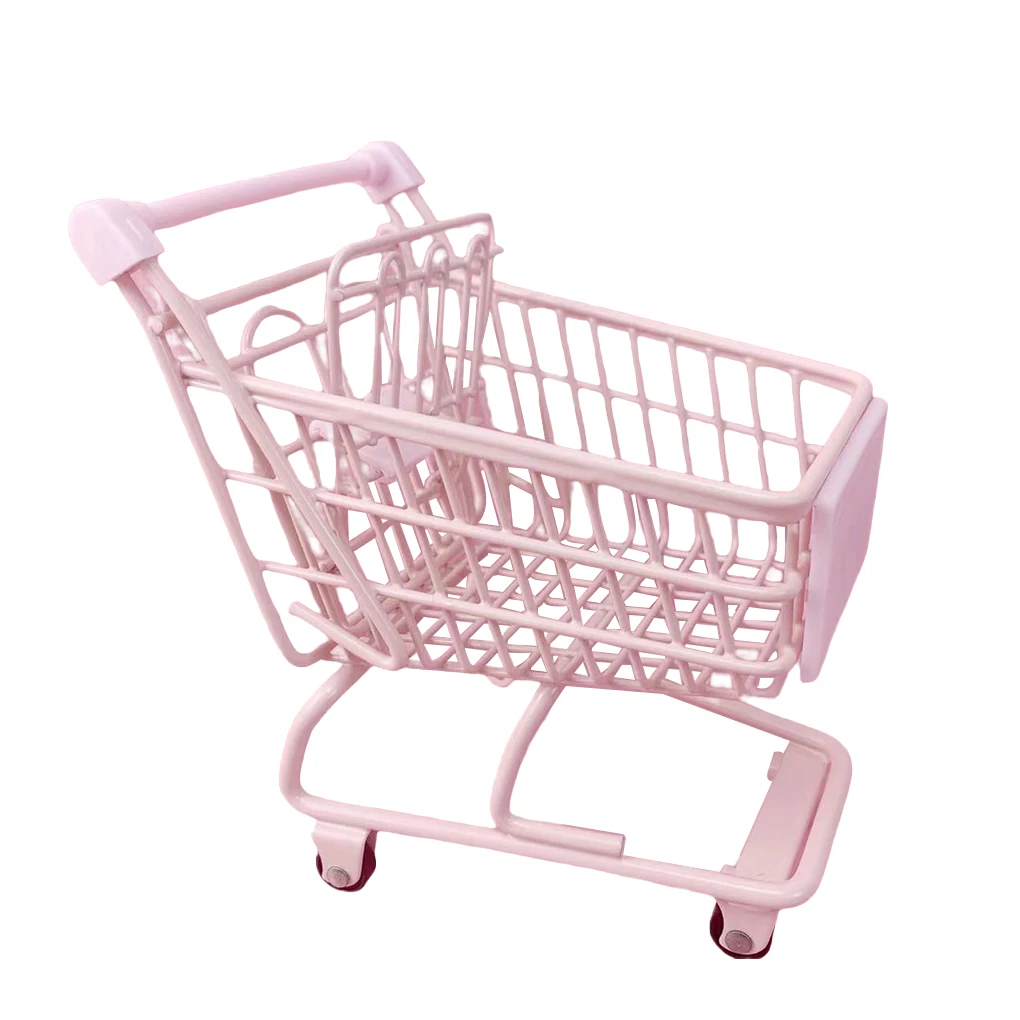 

Mini Shopping Cart Ornament Handcart Supermarket Storage Wonderful Kids Toys Decoration Gift Office Cute Mixed Pink