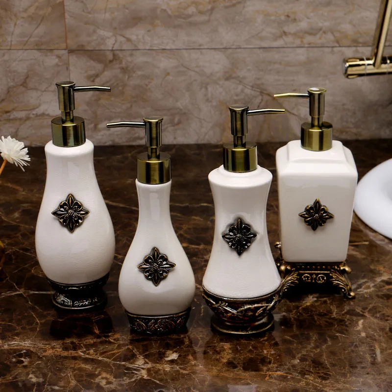 

European-style Ceramic Hand Sanitizer Bottle Shower Gel Sub-bottling Soap Dispenser Hotel Beauty Salon Lotion Bottle 618 Welfare