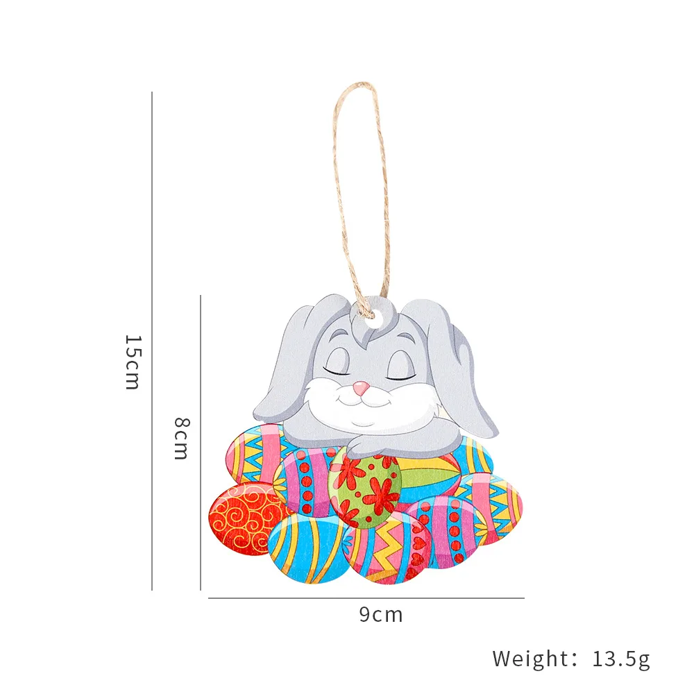 Деревянный кулон в форме пасхального яйца с дизайном птицы кролика и цыпленка