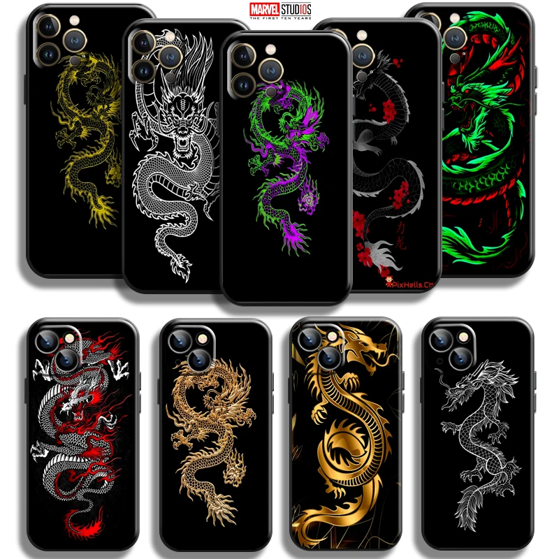 

Animal Pattern Dragon For Apple iPhone 13 12 11 Pro Mini X XR XS Max SE 5 5s 6 6S 7 8 Plus Phone Case Funda Liquid Silicon